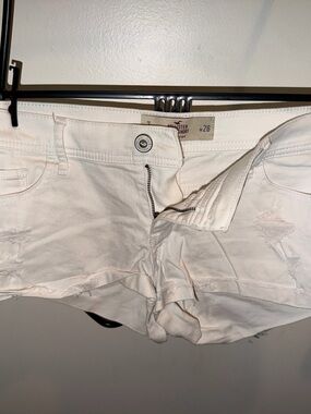 Hollister Women's Pale Pink Distressed Denim Shorts